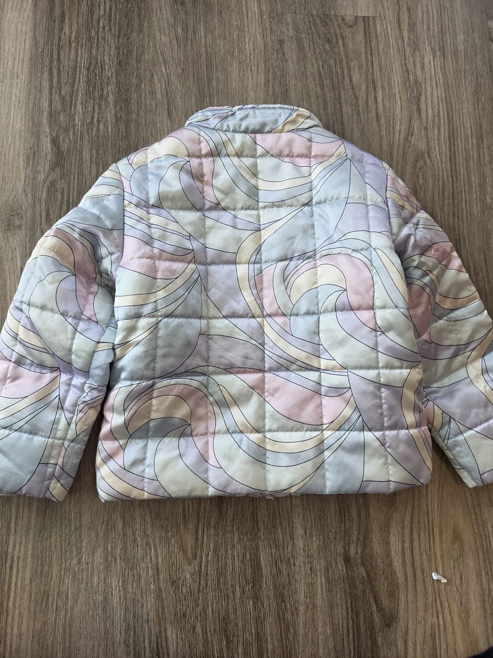 Vintage Gymboree Girls Pastel Swirl Puffer Jacket Size 5 Y2K Quilted Coat